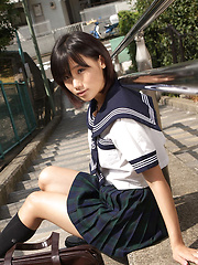Yuzuki Hashimoto Asian in sailor gal uniform is playful outdoor